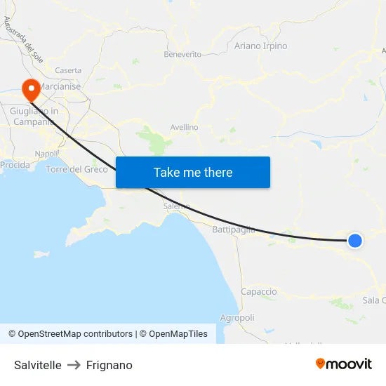 Salvitelle to Frignano map