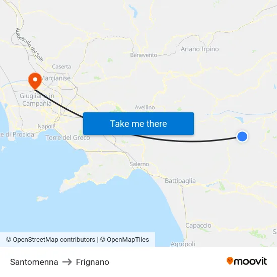 Santomenna to Frignano map
