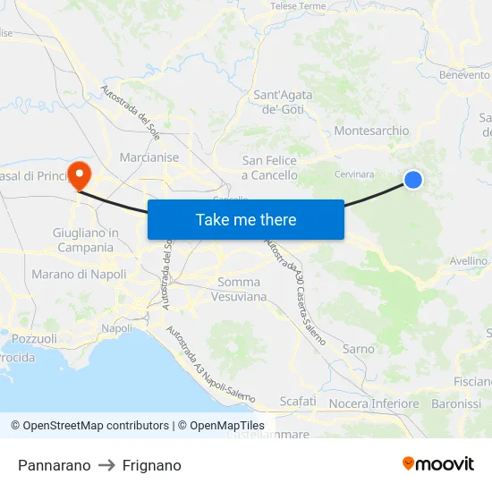 Pannarano to Frignano map