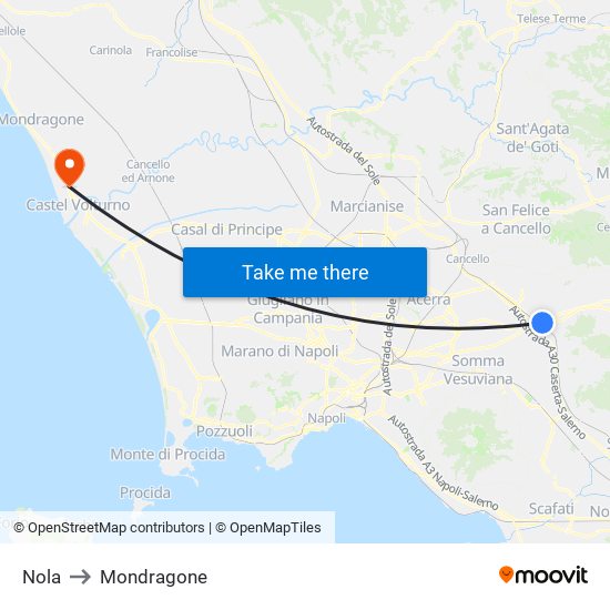 Nola to Mondragone map