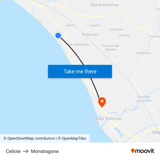 Cellole to Mondragone map