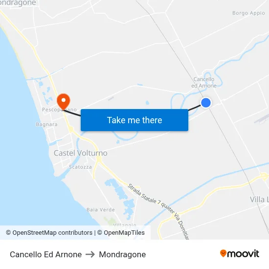Cancello Ed Arnone to Mondragone map