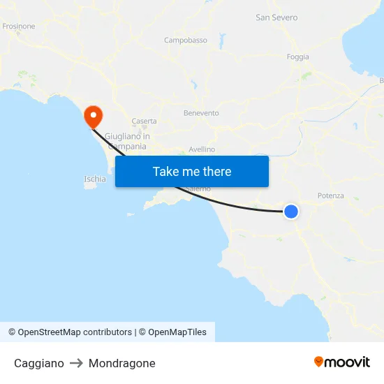 Caggiano to Mondragone map