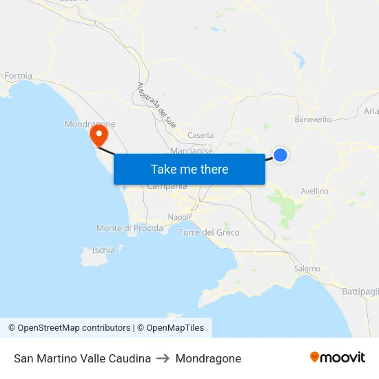 San Martino Valle Caudina to Mondragone map