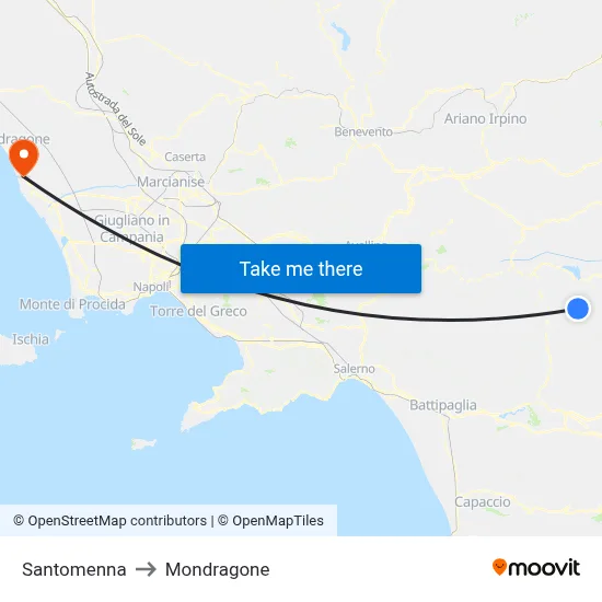 Santomenna to Mondragone map
