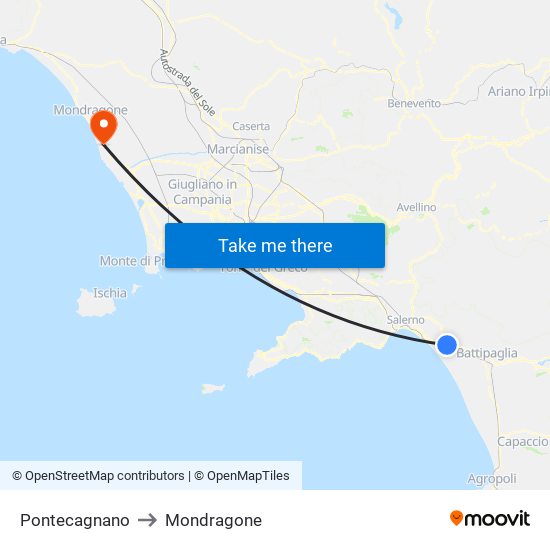 Pontecagnano to Mondragone map