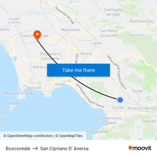 Boscoreale to San Cipriano D' Aversa map