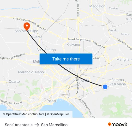 Sant' Anastasia to San Marcellino map