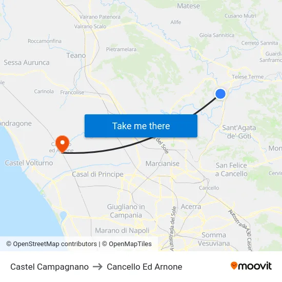 Castel Campagnano to Cancello Ed Arnone map