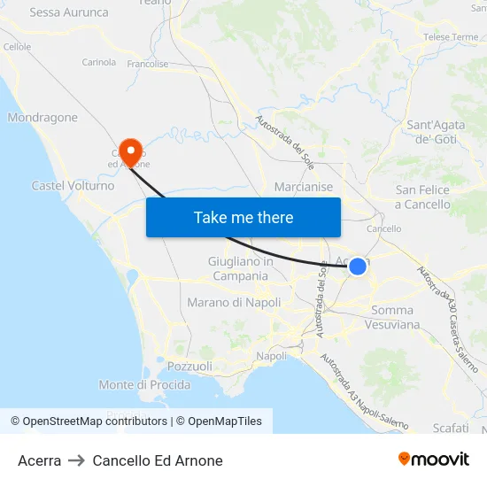 Acerra to Cancello Ed Arnone map