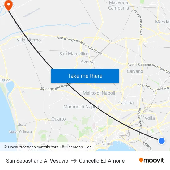 San Sebastiano Al Vesuvio to Cancello Ed Arnone map
