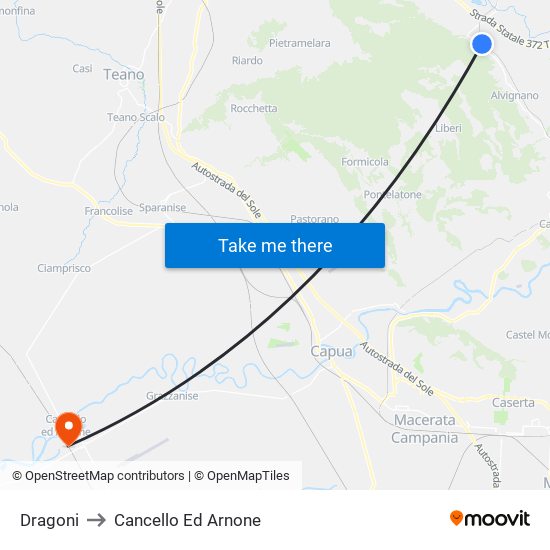 Dragoni to Cancello Ed Arnone map