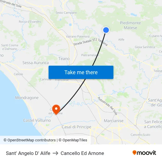 Sant' Angelo D' Alife to Cancello Ed Arnone map