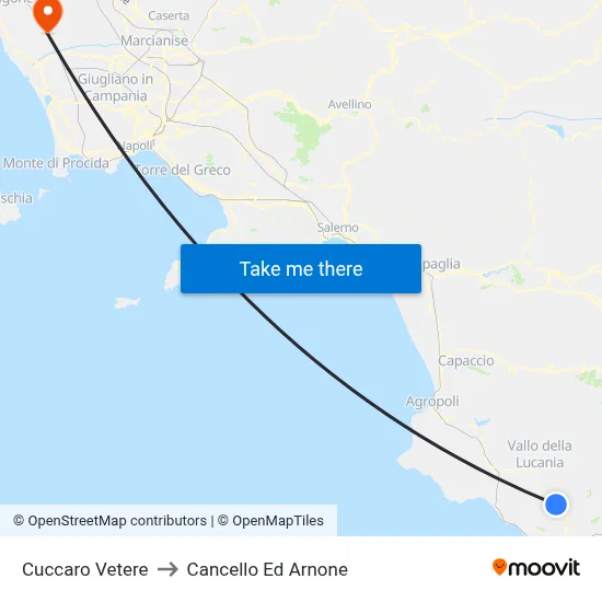 Cuccaro Vetere to Cancello Ed Arnone map