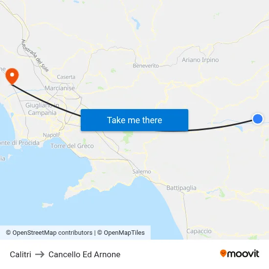 Calitri to Cancello Ed Arnone map