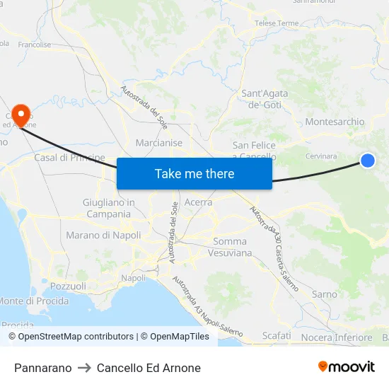 Pannarano to Cancello Ed Arnone map
