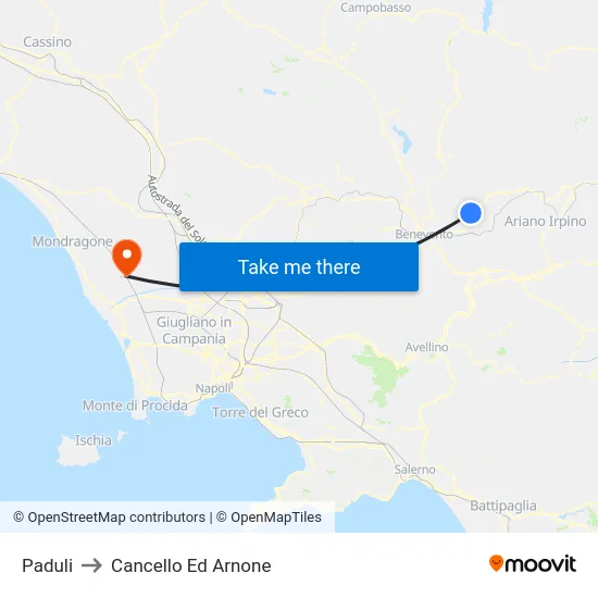 Paduli to Cancello Ed Arnone map