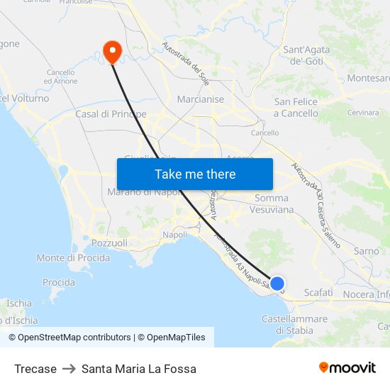 Trecase to Santa Maria La Fossa map