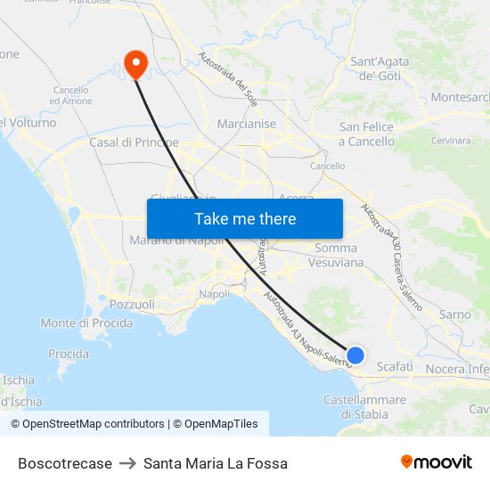 Boscotrecase to Santa Maria La Fossa map