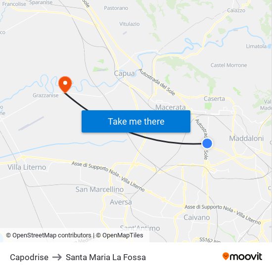 Capodrise to Santa Maria La Fossa map
