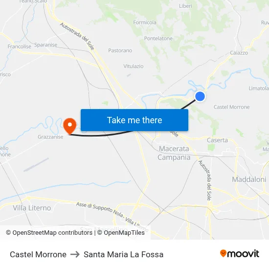 Castel Morrone to Santa Maria la Fossa map