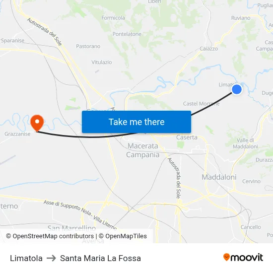 Limatola to Santa Maria la Fossa map
