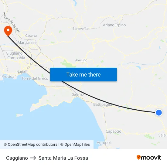 Caggiano to Santa Maria La Fossa map