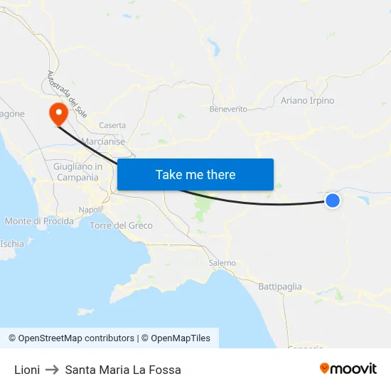 Lioni to Santa Maria la Fossa map
