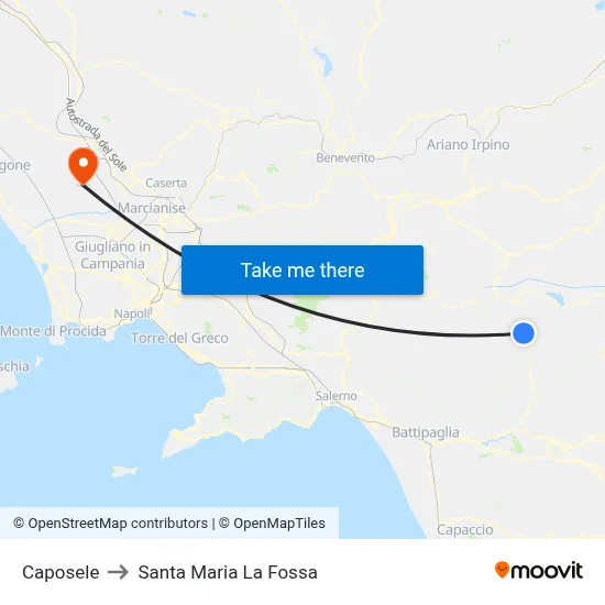 Caposele to Santa Maria la Fossa map