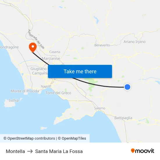 Montella to Santa Maria la Fossa map