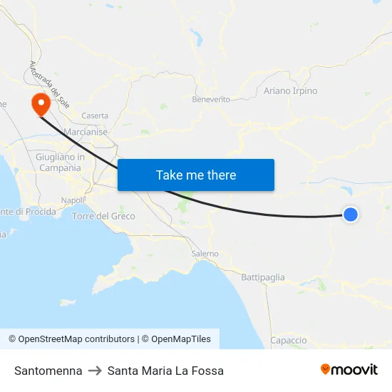 Santomenna to Santa Maria La Fossa map