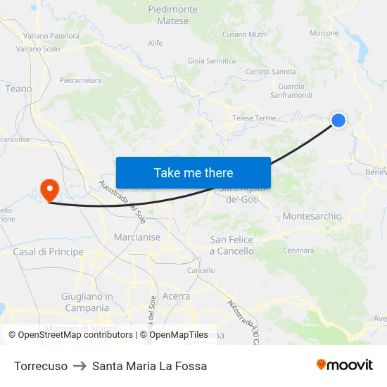 Torrecuso to Santa Maria la Fossa map