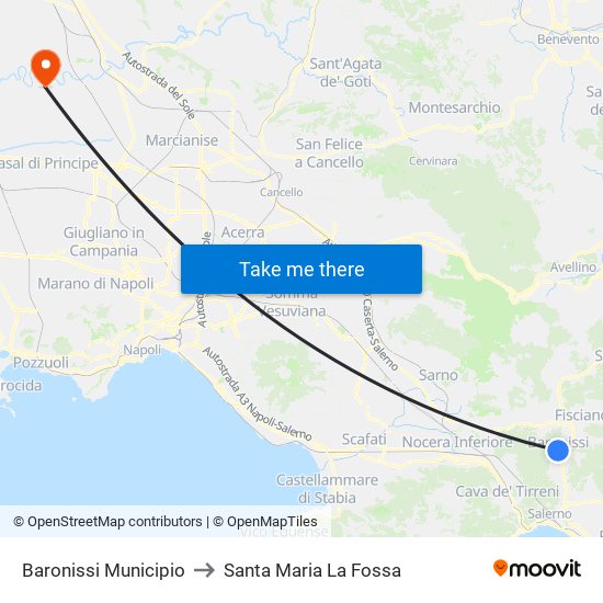 Baronissi Municipio to Santa Maria La Fossa map