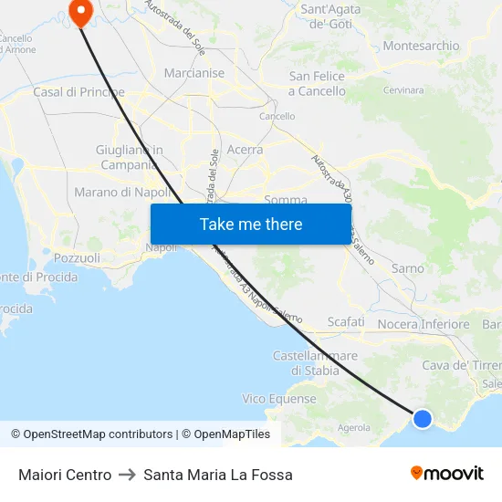 Maiori Center to Santa Maria la Fossa map