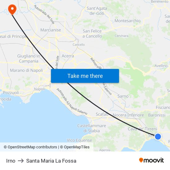 Irno to Santa Maria La Fossa map