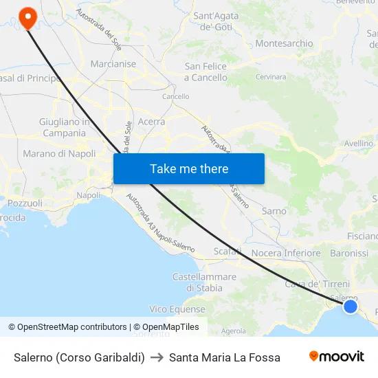 Salerno (Corso Garibaldi) to Santa Maria La Fossa map