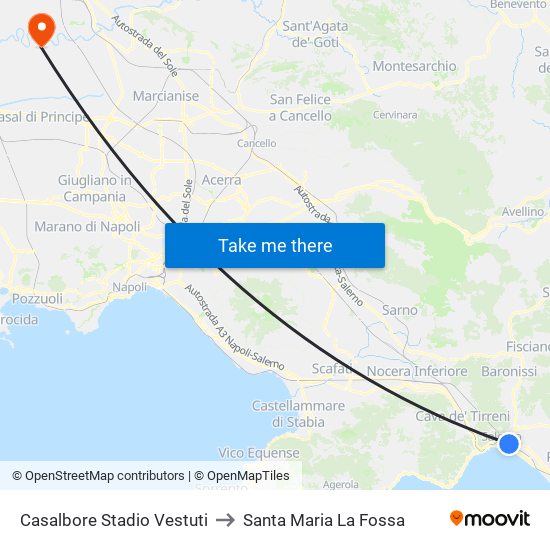 Casalbore Stadio Vestuti to Santa Maria La Fossa map