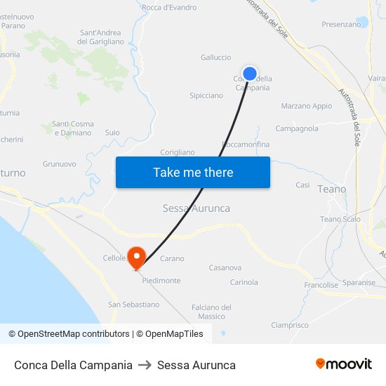 Conca Della Campania to Sessa Aurunca map