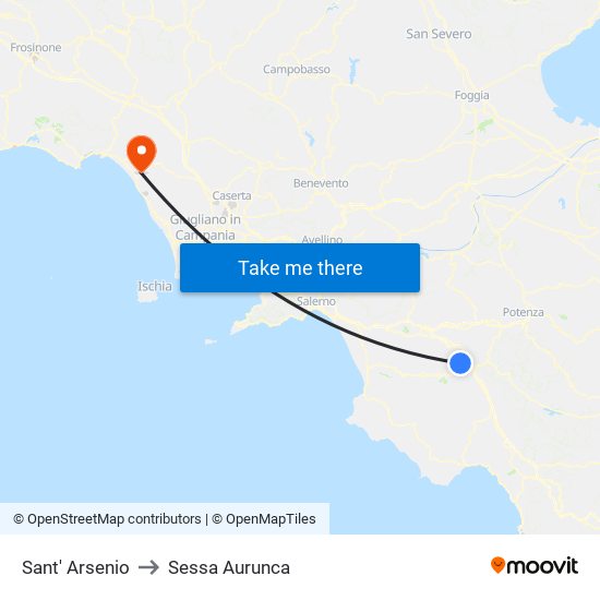 Sant' Arsenio to Sessa Aurunca map