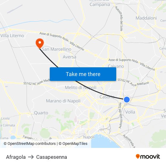 Afragola to Casapesenna map