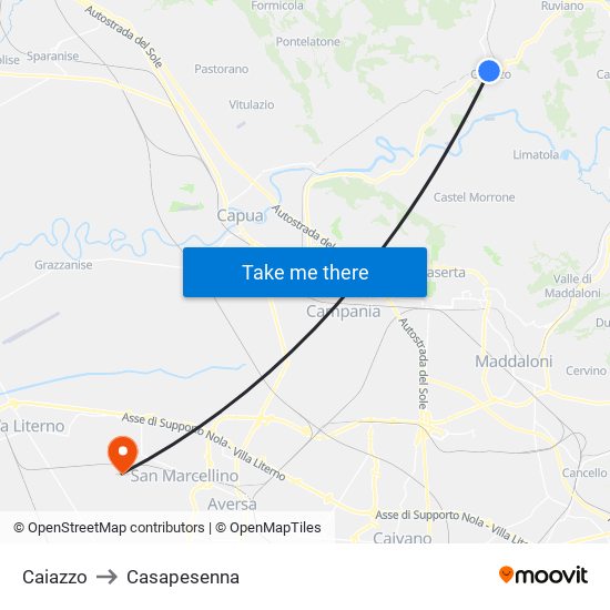 Caiazzo to Casapesenna map