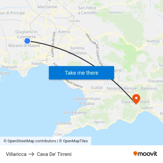 Villaricca to Cava De' Tirreni map