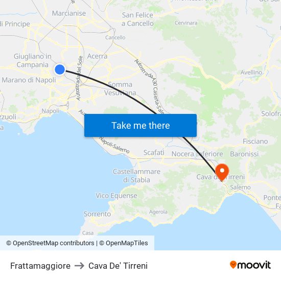 Frattamaggiore to Cava De' Tirreni map