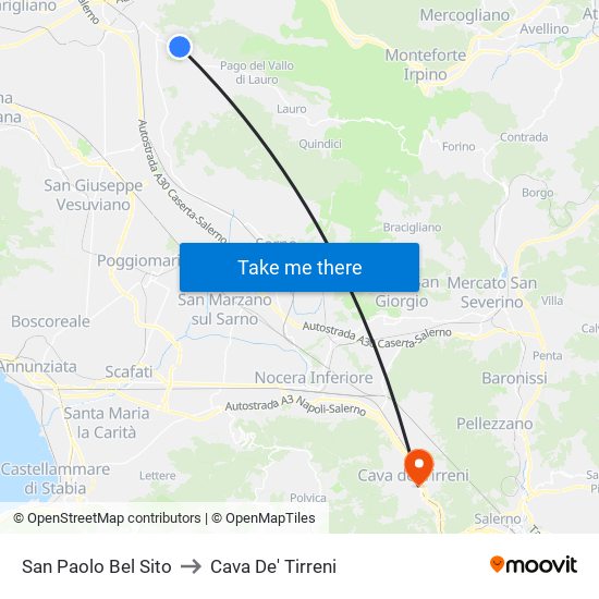 San Paolo Bel Sito to Cava De' Tirreni map