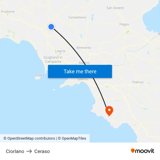 Ciorlano to Ceraso map