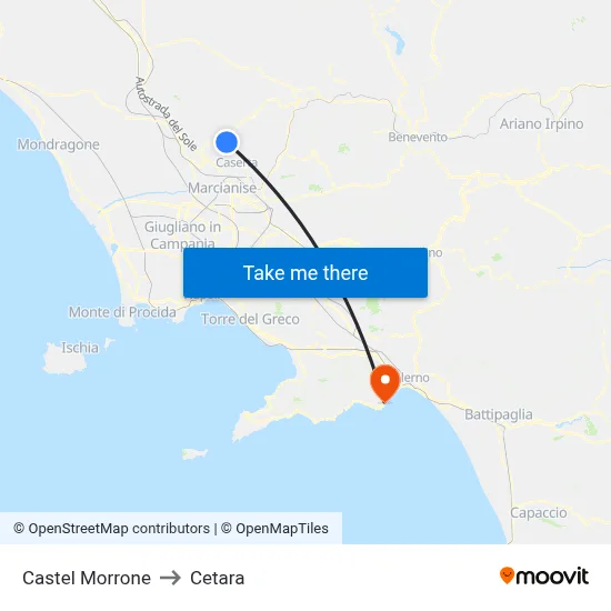 Castel Morrone to Cetara map