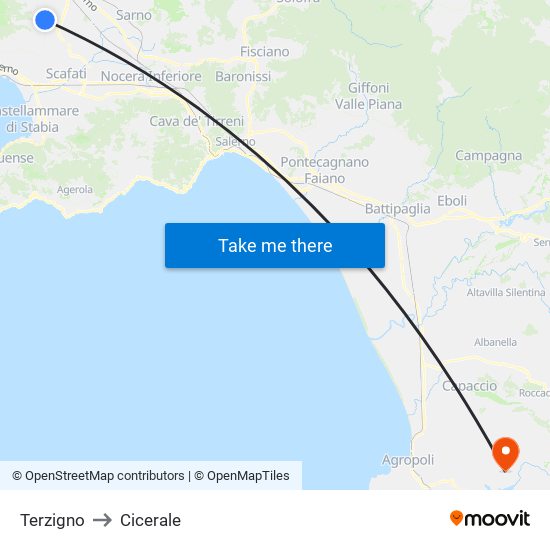Terzigno to Cicerale map