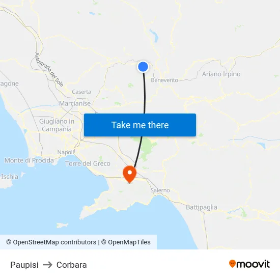 Paupisi to Corbara map