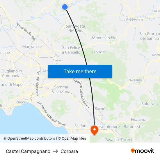 Castel Campagnano to Corbara map