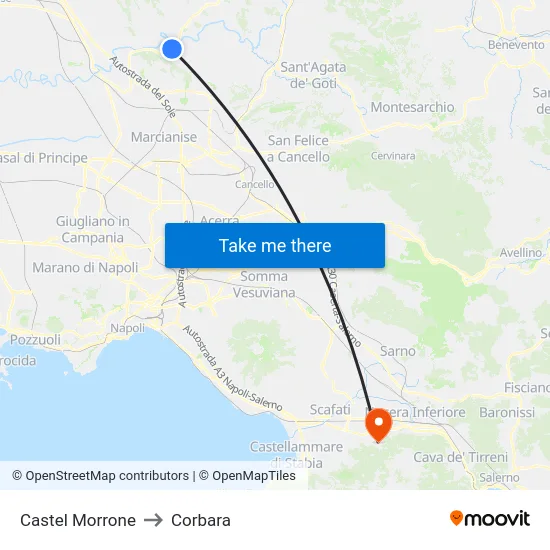 Castel Morrone to Corbara map